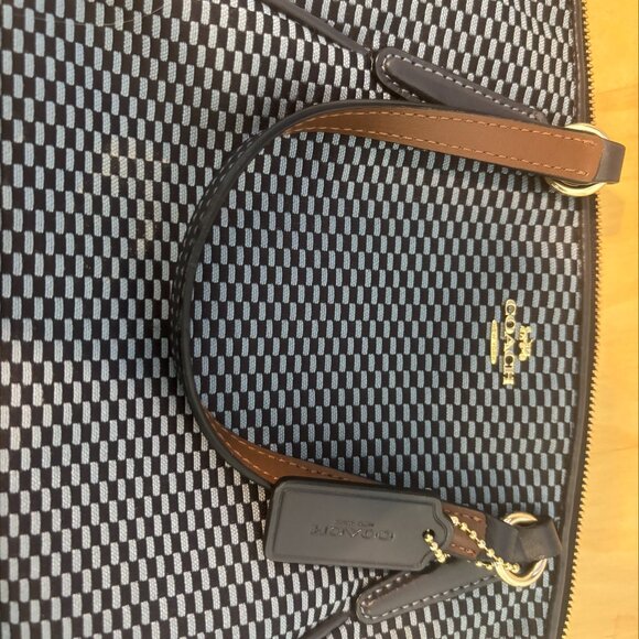 COACH shoulder bag handbag F27574 canvas leather navy blue ladies - Picture 6 of 7